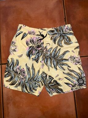 Volcom Yellow Floral‎ Boys' Swim Trunks